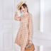 Qiao Li 2019 váy phổ biến mùa thu mới của phụ nữ Pháp kẻ sọc retro Váy cổ chữ V eo cao đã mỏng - Váy eo cao đầm sơ mi trắng that eo Váy eo cao