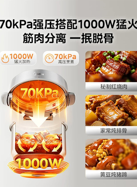 美的0涂层含钛0氟5L电压力锅