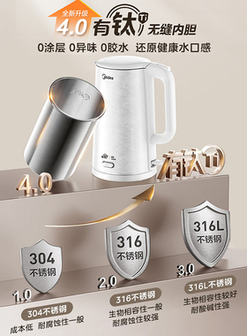 美的有钛电热水壶家用全自动烧水保温泡茶专用新款大容量耐用新款