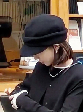 2026新款日系高级感八角帽黑色女