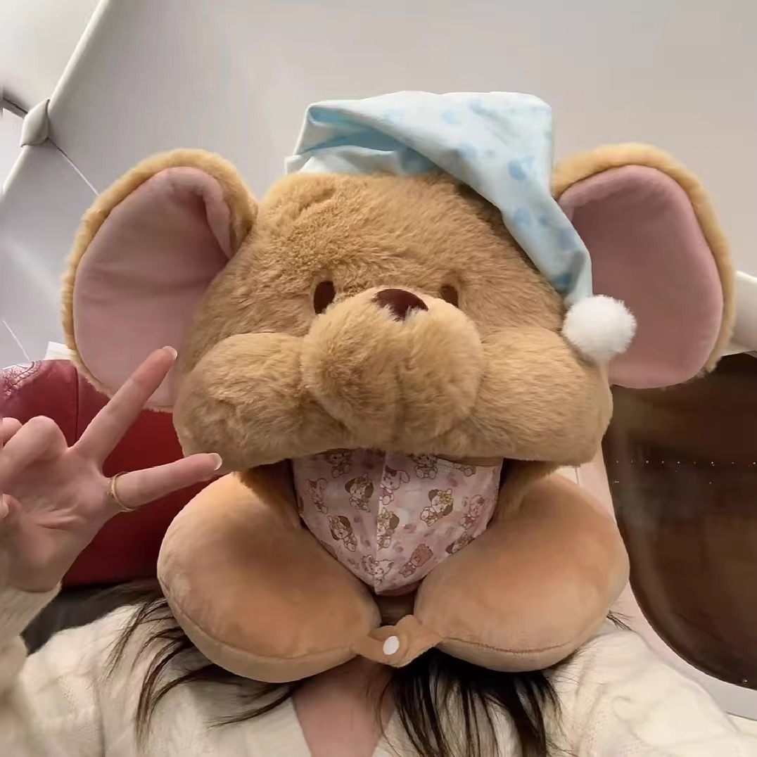 小豆u型枕可爱毛绒玩偶飞机连帽护颈枕长途出差旅行好物创意礼物,淘宝优惠券,粉丝福利购,淘宝优惠卷