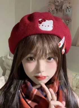 Kitty可爱帽子女甜妹秋冬显脸小