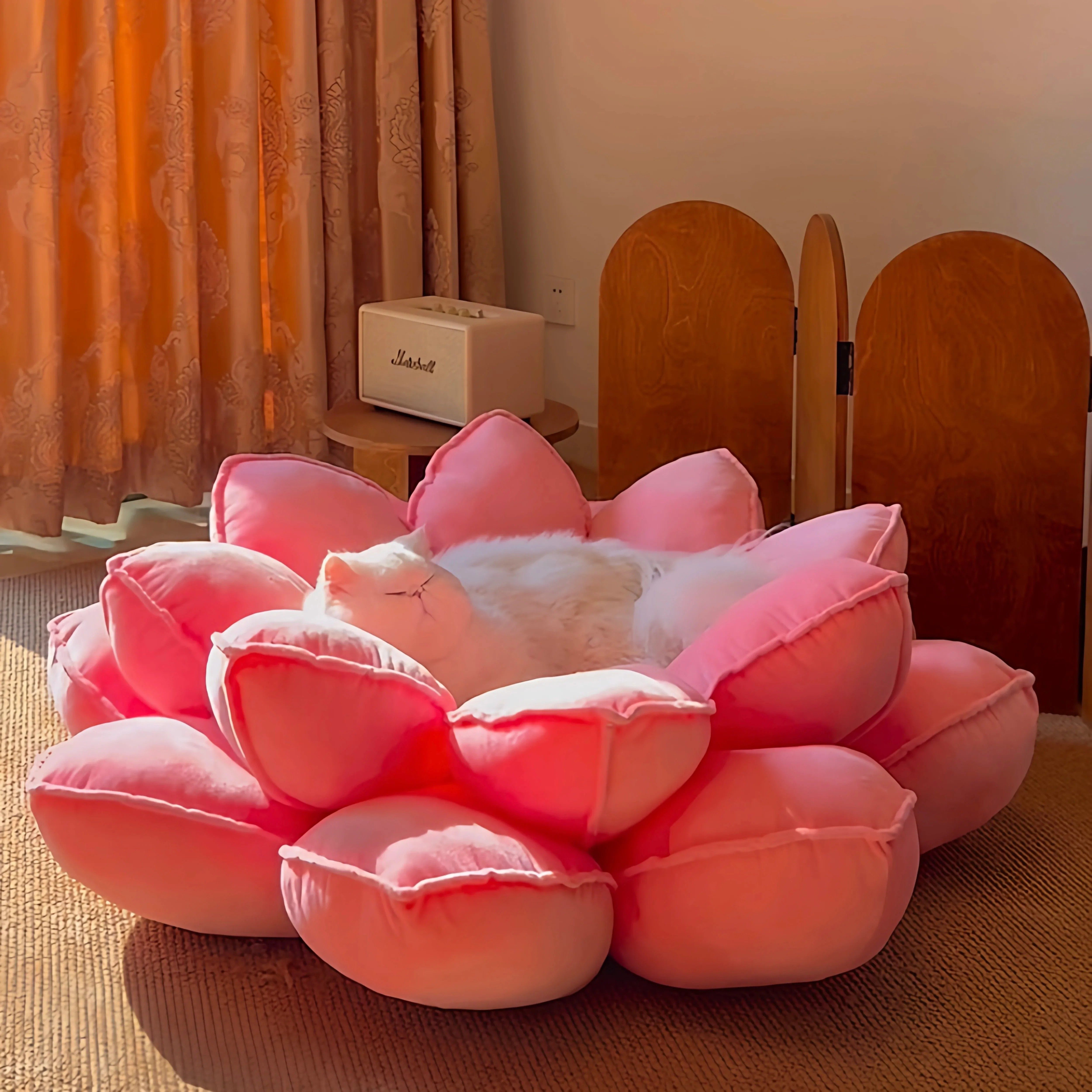 【好运莲莲】莲花猫窝保暖四季通用室内蒲团坐垫猫咪宠物毛绒沙发,淘宝优惠券,粉丝福利购,淘宝优惠卷