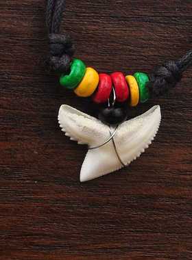 泰国虎鲨鱼牙齿项链男女个性吊坠东南亚饰品海洋风牙雕制手工艺品