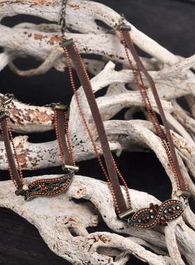 水钻波西米亚风吊坠配饰毛衣链