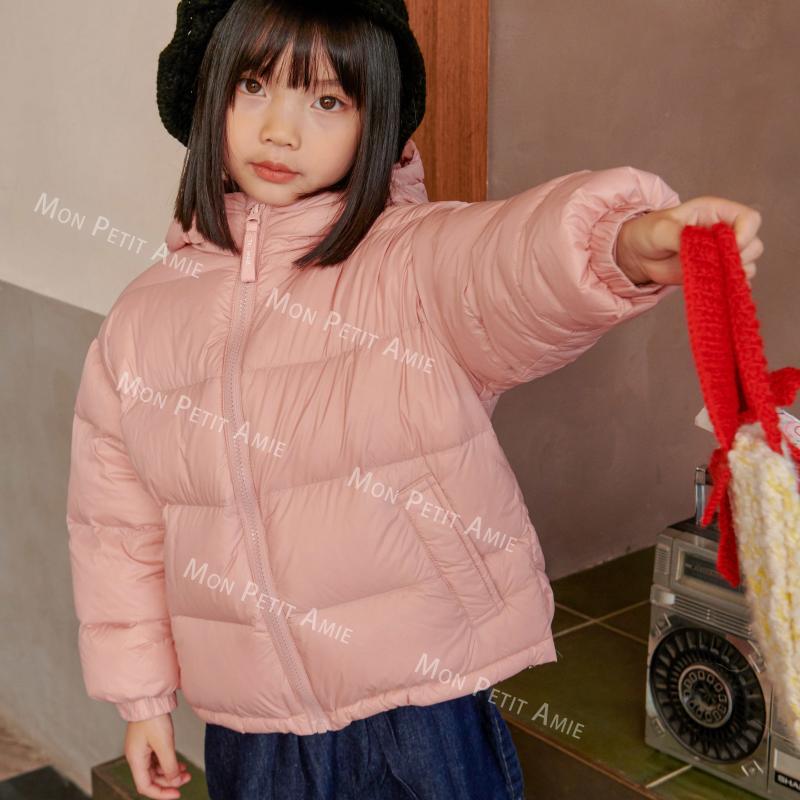 蒙贝蒂艾米新款男女宝宝加厚超轻面包羽绒服中小儿童冬装连帽外套 - 图0