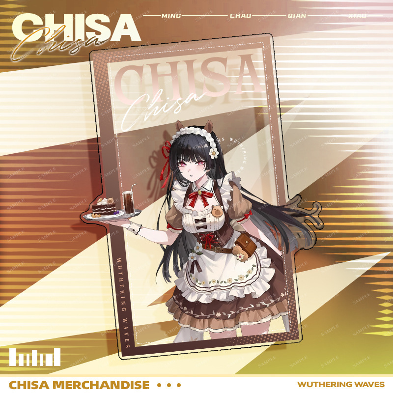 鸣潮联动韩国咖啡快闪店千咲女仆限定自制亚克力透卡挂件双闪徽章 - 图0