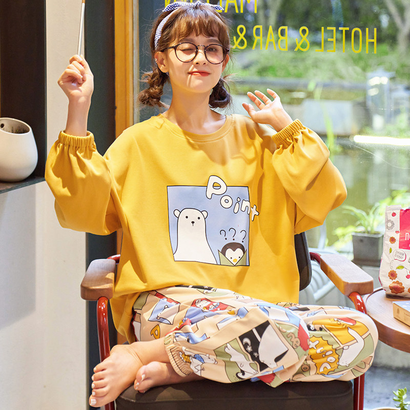 2020长袖春秋季纯棉卡通少女睡衣 梦姿鹿服饰睡衣/家居服套装