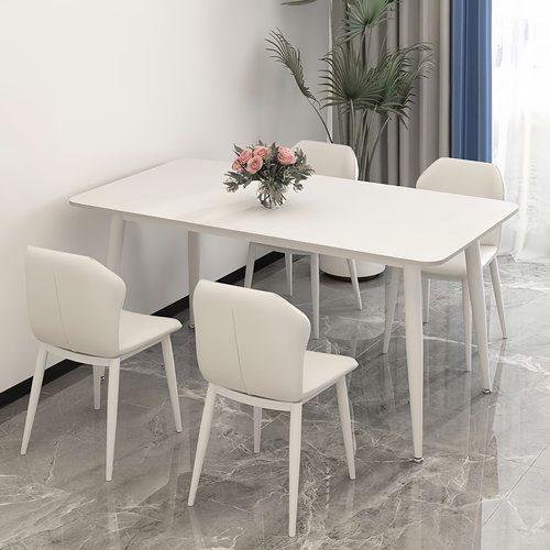 高档岩板餐桌椅黑色网红豪华极简家用厨房餐桌组合现代简约北欧风 - 图3