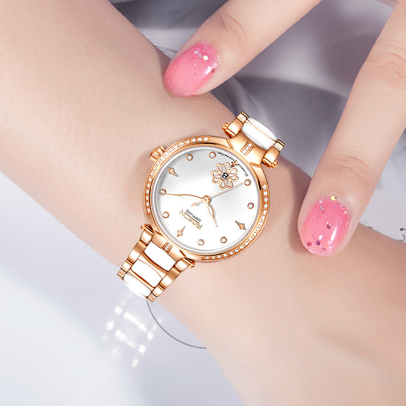 劳士顿正品女士时尚间陶瓷石英表 劳士顿手表国产腕表