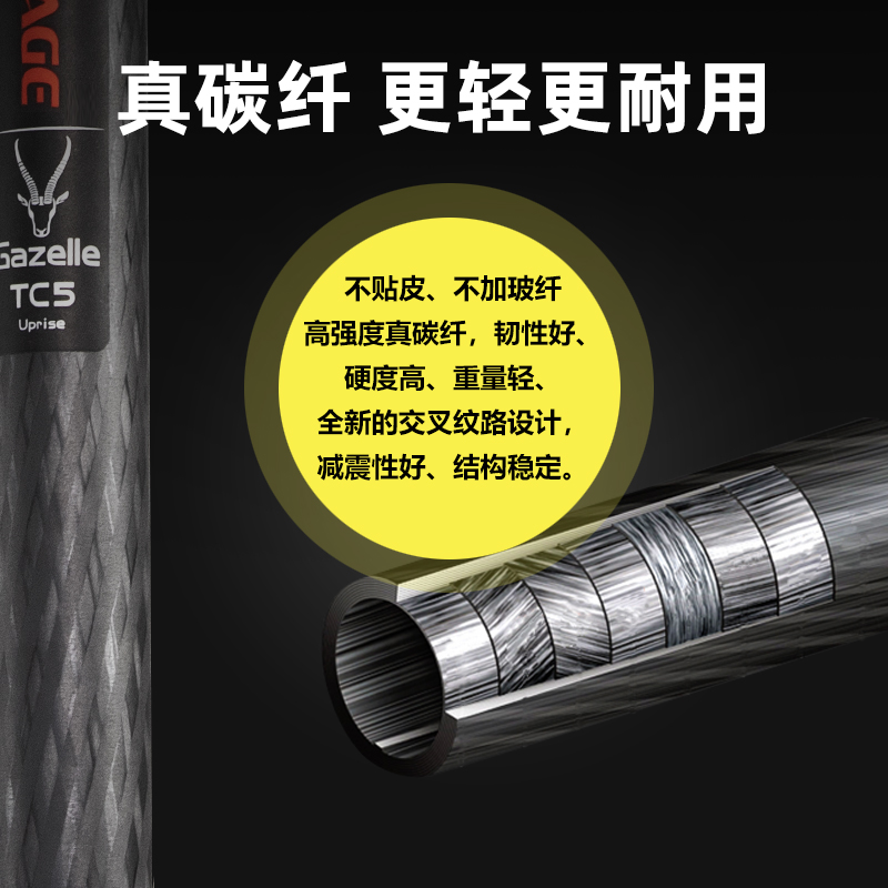 印迹 羚羊TA5TC5TA6TC6S+K5S三脚架旅行直播单反微单相机支架专业摄影像轻便携碳纤维三角架液压阻尼云台脚架 - 图0