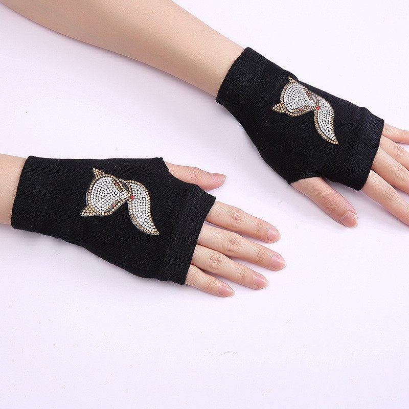 水兵舞露指手套镶钻铆钉五角星纯棉针织黑色手套舞蹈运动护腕男女,淘宝优惠券,粉丝福利购,淘宝优惠卷
