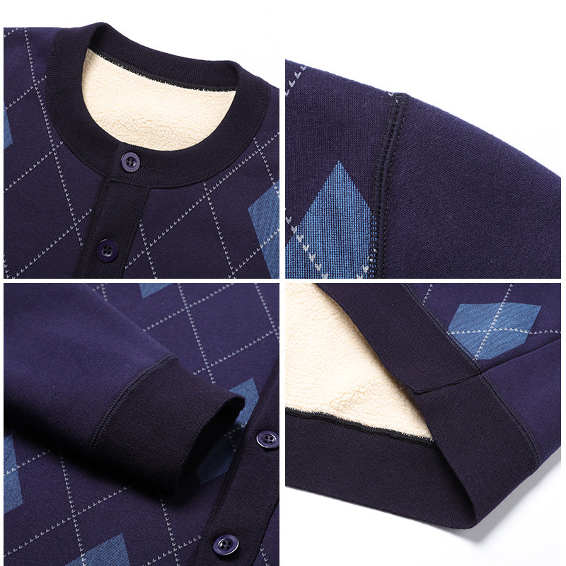 北极绒中老年羊羔绒加绒秋冬季内衣 北极绒保暖上装