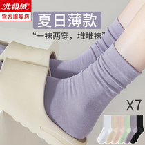 Socks Sox Childrens pile socks Summer thin middle cylinder pure cotton deodorant Summer Black white No bones Moon Sox stockings