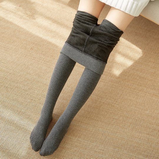 秋冬季螺纹竖条纹打底裤女外穿加绒螺旋灰色棉裤内穿秋裤大码裤袜