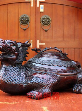 宇卓铜器 铜如意龙龟 纯铜龙龟摆件 子母龟 如意归来  工艺品摆件