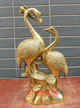 纯铜百年好合双鹤迎门