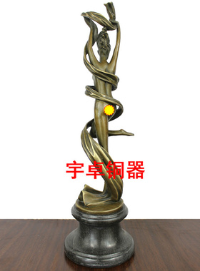 纯铜欧式风美女人物摆件