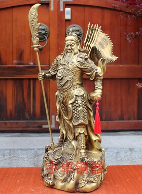 宇卓铜器立刀九龙关公忠义武财神