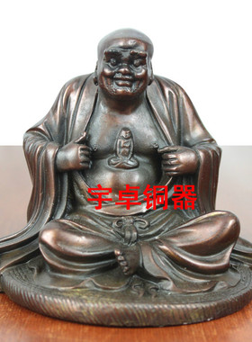 铜器十八罗汉桌面摆件