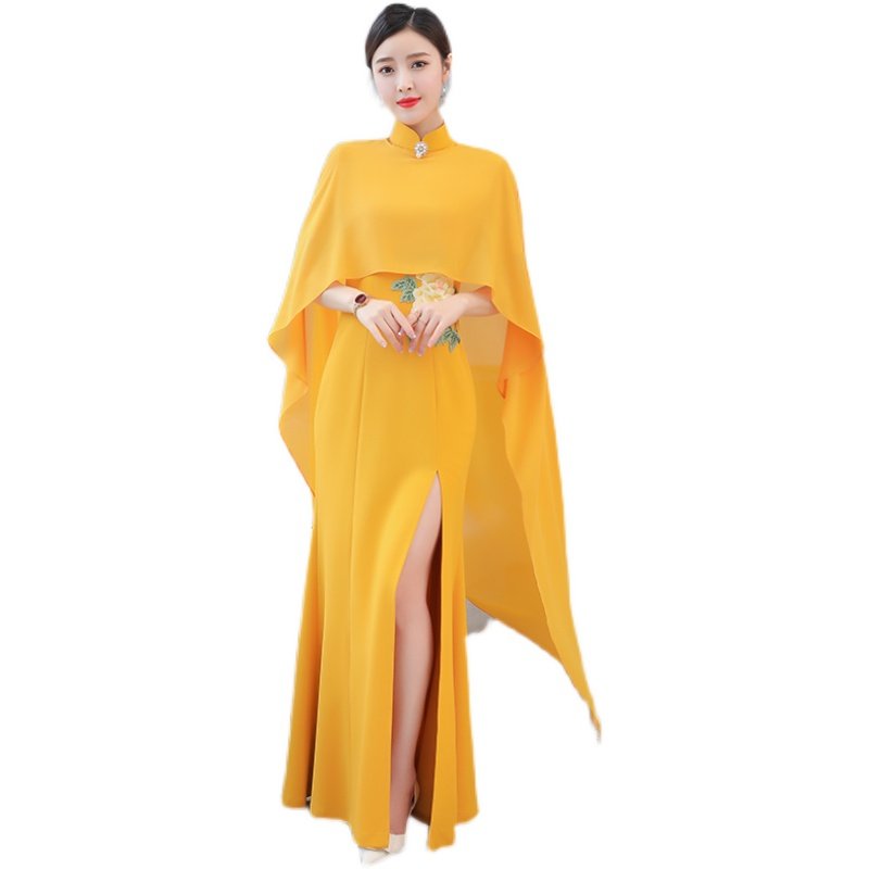 蚀骨旗袍女日常可穿新款高端演出服 枫紫连衣裙