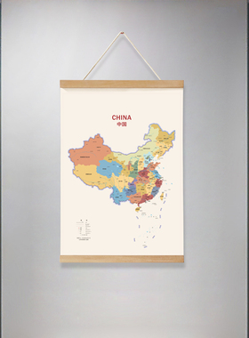 锦画堂玄关现代地图挂画