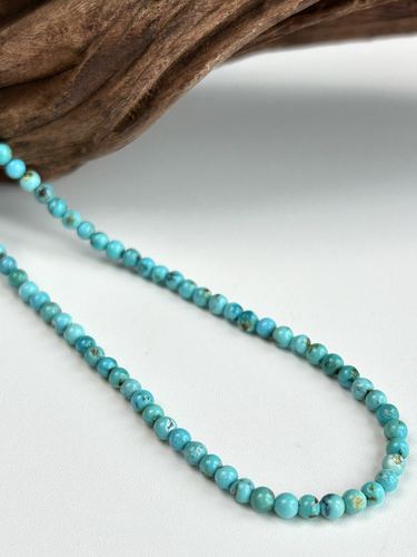 湖北原矿绿松石米珠链高瓷天然无优化天然毛衣链多圈佛珠项链放漏 - 图0