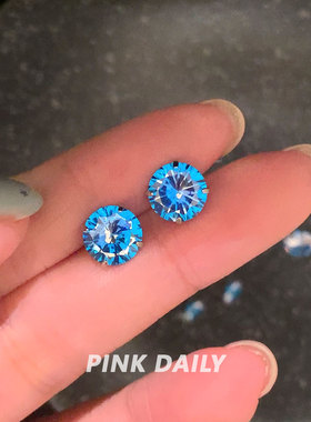 Pink Daily蓝色爆闪锆石医用钛钢耳钉女八心八箭耳骨钉耳蜗钉耳饰