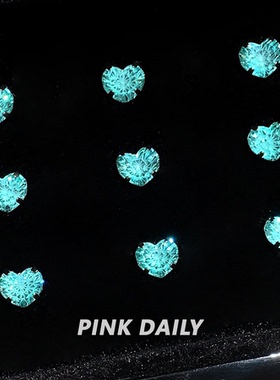 Pink Daily爆闪帕绿色爱心烟花切锆石耳钉女心形耳骨钉耳蜗钉耳饰