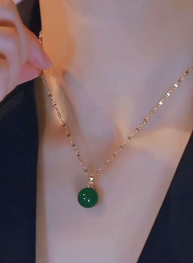 时尚百搭绿珠珠项链小众锁骨链