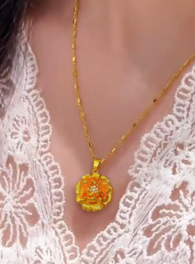 点钻富贵牡丹花项链花朵锁骨链