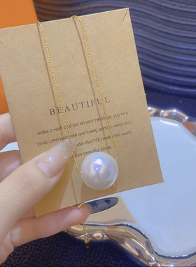 铜垂纹链项链一颗珍珠气质小众