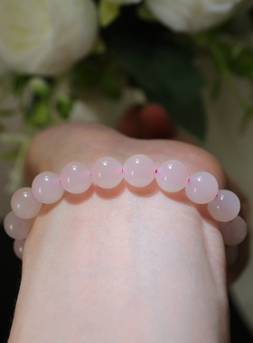 天然和田玉手串10mm藕粉冰底