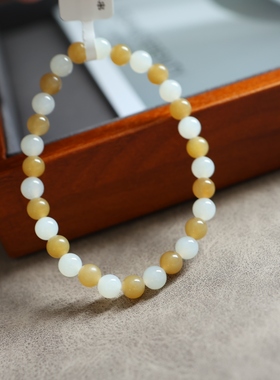 新疆和田玉且末糖白多宝手串6mm