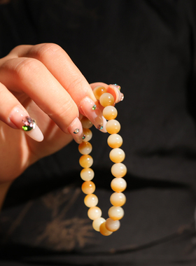 新疆和田玉糖白聚宝盆手串8mm