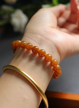 新疆和田玉且末金山糖玉手串8mm
