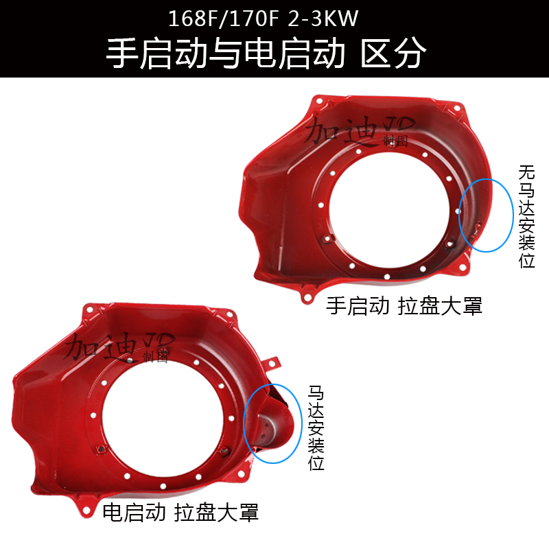 汽油机发电机水泵微耕机168F170F190F152F导流罩导风罩拉盘大罩 - 图0