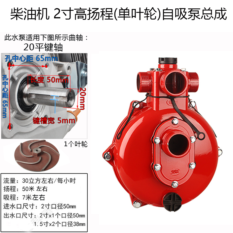 风冷柴油自吸水泵总成168F抽水机170F 186F 2寸3寸4寸泵头 泵体 - 图1