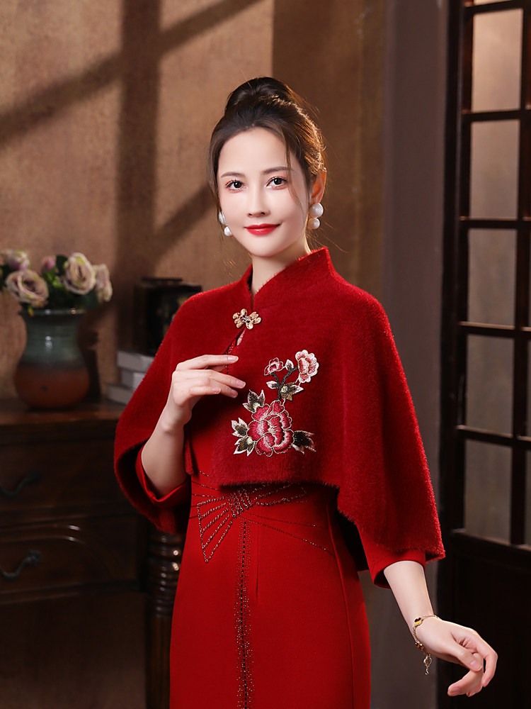 披肩斗篷结婚红色喜婆婆短款旗袍 喜之源围巾/丝巾/披肩