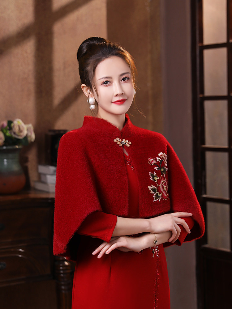 披肩斗篷结婚红色喜婆婆短款旗袍 喜之源围巾/丝巾/披肩