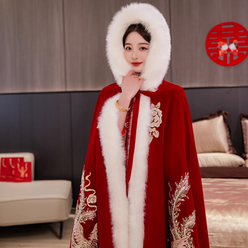 保暖秀禾服披风高端新娘结婚长款 喜之源围巾/丝巾/披肩