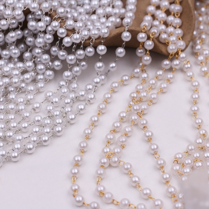 4mm仿珍珠链条夹珠链串珠项链手链耳环蝴蝶结飘带流苏链饰品配件,淘宝优惠券,粉丝福利购,淘宝优惠卷