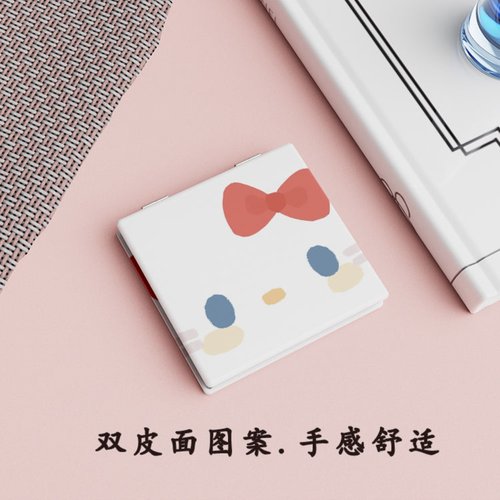 帕恰狗化妆镜学生宿舍便携随身小镜子可爱卡通迷你双面图案补妆镜 - 图1