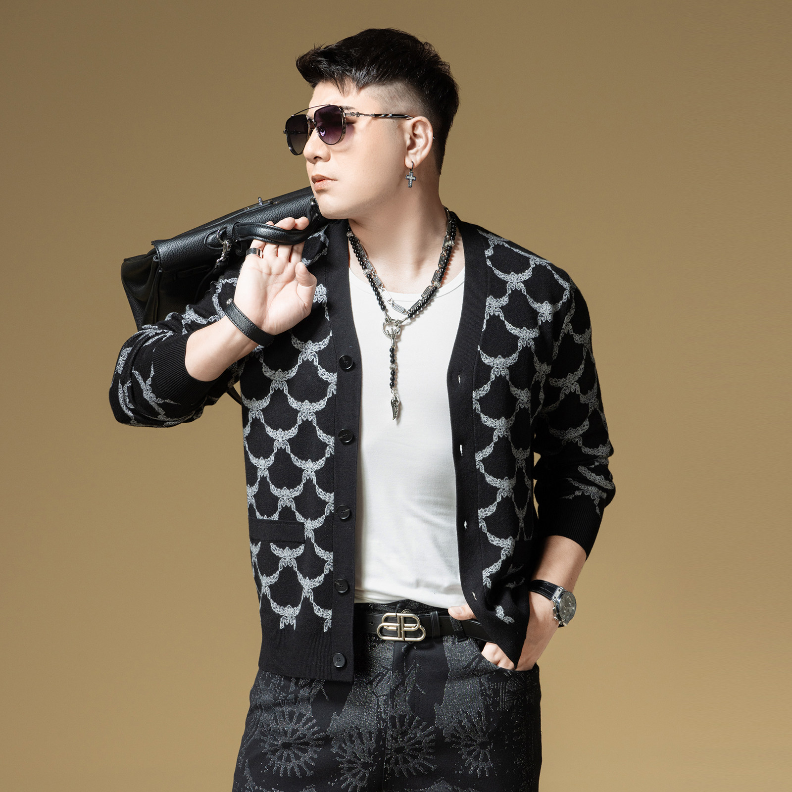 BM水波纹提花潮流开衫针织衫男士高端羊毛毛衣秋季外套男2025新款,淘宝优惠券,粉丝福利购,淘宝优惠卷