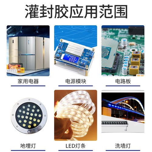 卡夫特K-5312/W/T有机硅灌封ab胶电子元件密封填充LED灯具地埋灯洗墙灯白色黑色透明软性防水耐高温专用胶水 - 图3