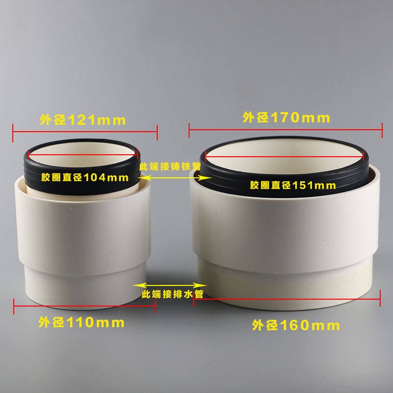 铸铁管转pvc转接头110 160铸铁内插变径专用配件快速铁管转换接头