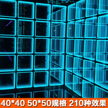 Thousand Glasses Neon Light Box Infinite Straight Podcast Abyss Mirror Cabinet Floor Tiles Tempered Glass Bar Mesh Red Wall Custom