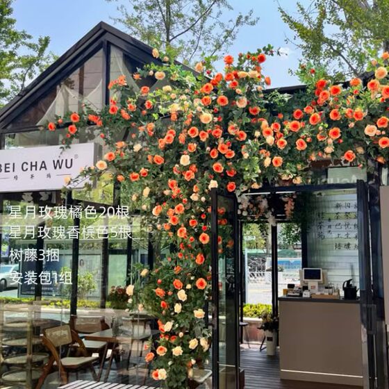 Fake flower rattan door head decoration internet celebrity check-in flower wall