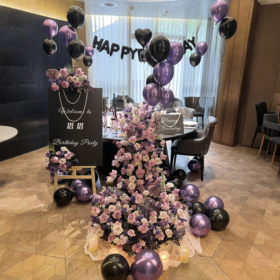 Birthday layout, simulated waterfall table flowers, light luxury living room table decorations, fake bouquets, indoor floral arrangements