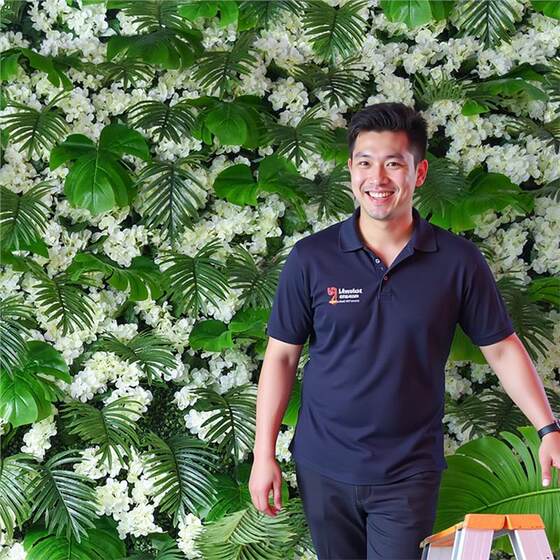 Simulated plant wall three-dimensional green artificial flowers
